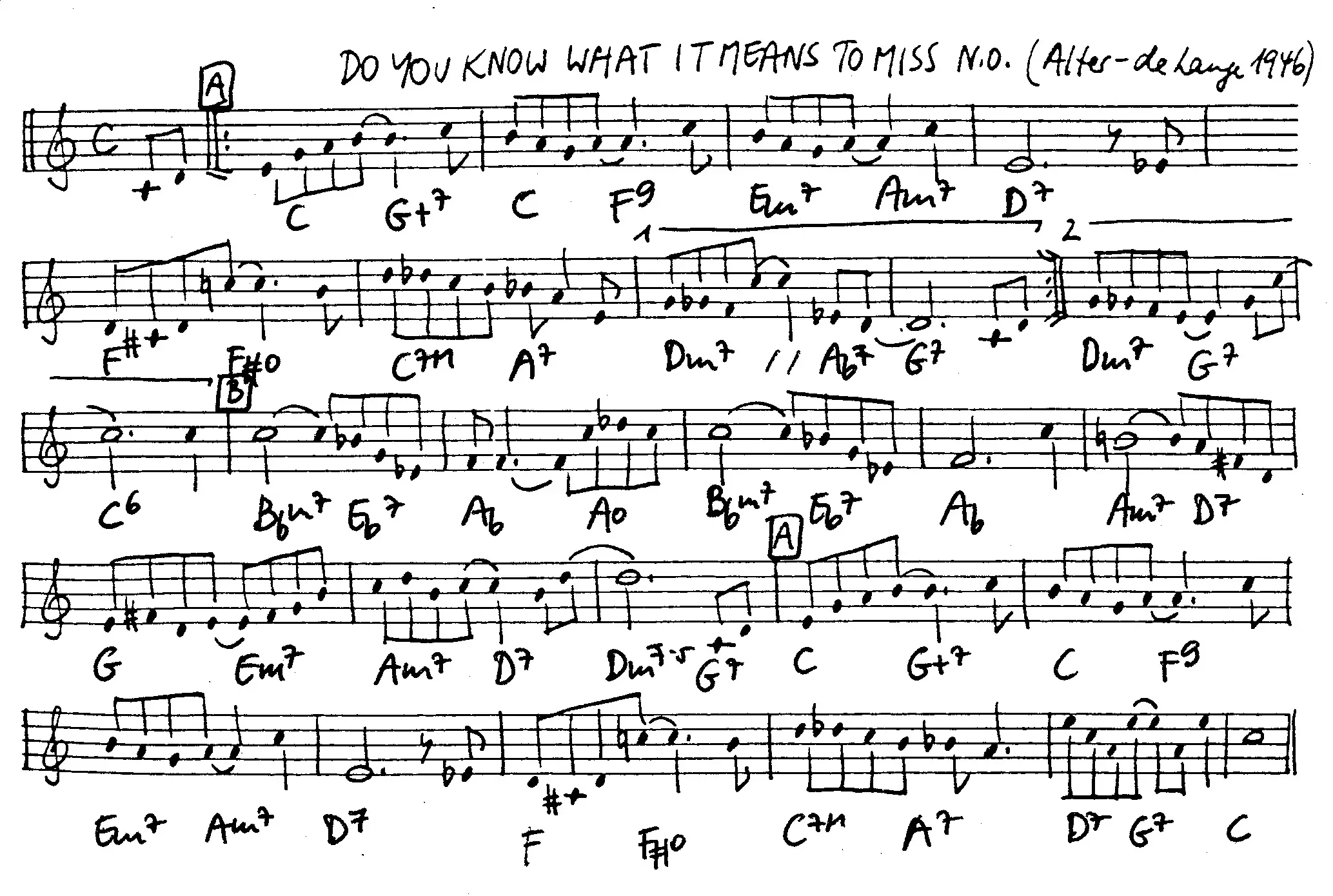 do you know what it means free jazz leadsheet - Courtesy of the Jungle Jazz Band